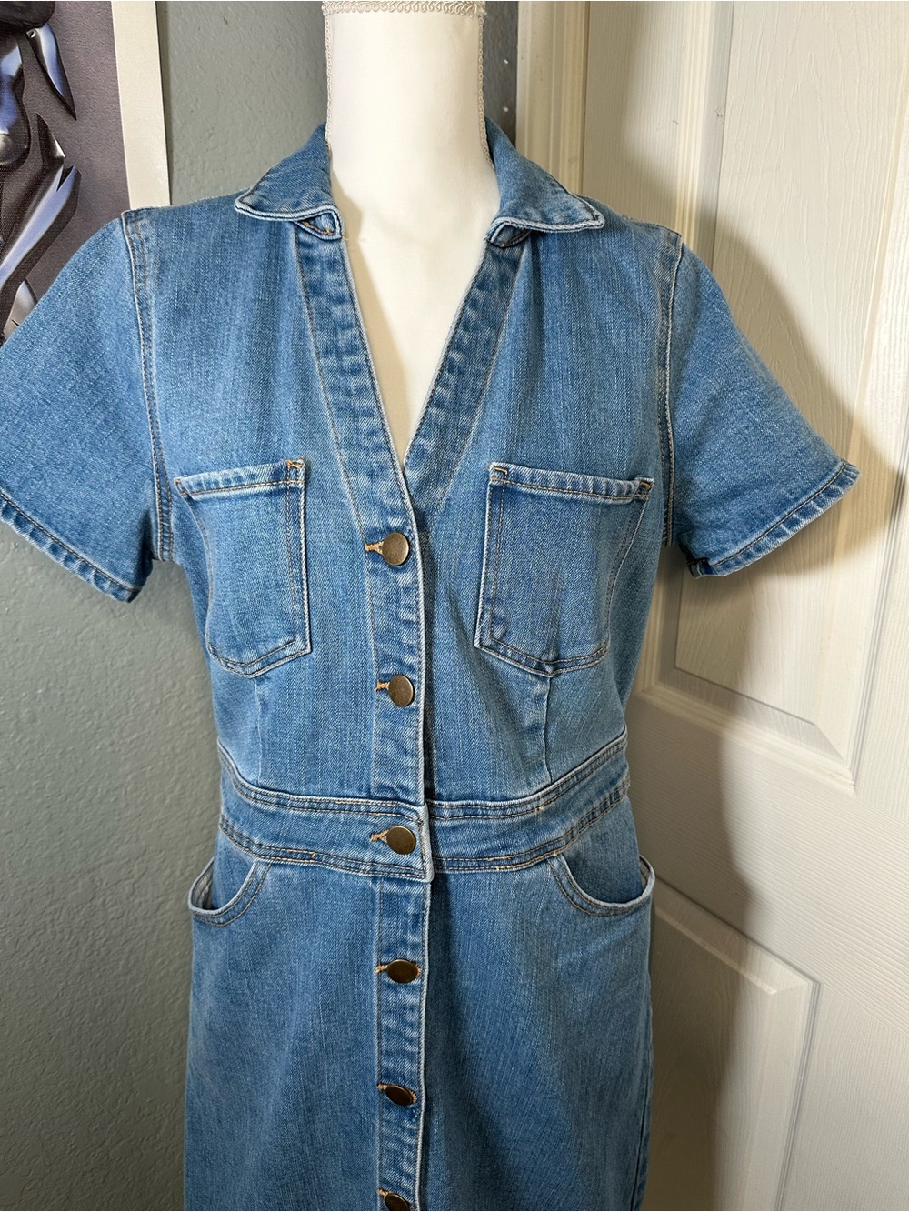 Draper James Light Blue Denim Button-Down Dress - Picture 2 of 7
